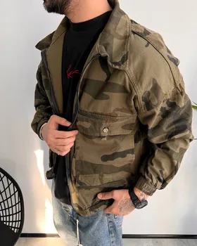 کت کتان چریکی تیره برند MECHANIC