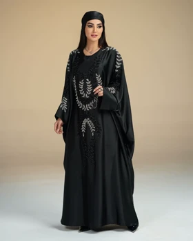 مانتو عبایی ساتن سنگدوزی مدل المپیک