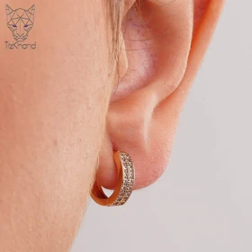 گوشواره حلقه‌ای مینیمال دایموند ژوپینگ