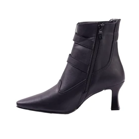 بوت پاشنه نوک تیز دو سگک_مشکی کد 2194