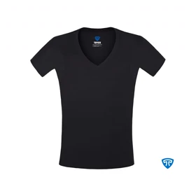 زیرپوش ضد تعریق یقه هفت باز مردانه مشکی