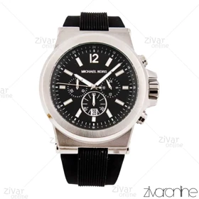 ساعت مایکل کورس مردانه قاب سیلور بند رابر مشکی 102848