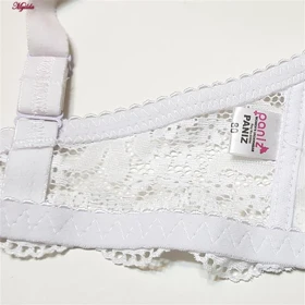 سوتین زنانه پانیذ سفید مدل فنردار گیپوری کد 66337-new