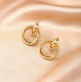 گوشواره دو حلقه طلایی