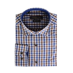 پیراهن مردانه رسمی چهارخونه سفید و آبی