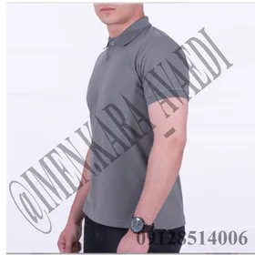 تیشرت کار یقه دار طوسی