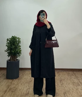 مانتو بلند جلو دکمه ژاکلین