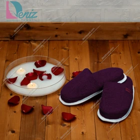 دمپایی حوله ای طرح کرالیچ رنگ بنفش تیره