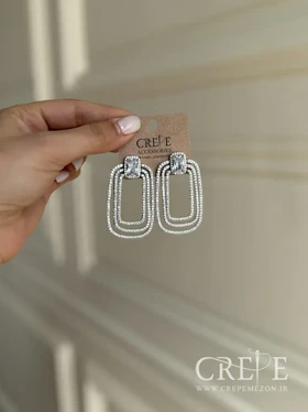 گوشواره جواهری مستطیل بزرگ