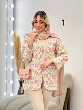 مانتو طرح دار نوار دوزی دو جیب