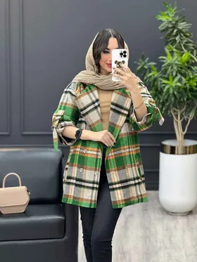 پالتو چهارخونه آستین سگک