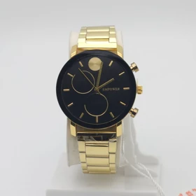 ساعت مچی مردانه امپاور Empower تمام استیل با موتور کوارتز (طلائی صفحه مشکی)