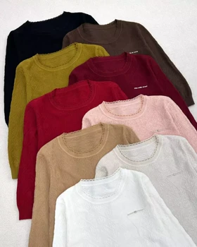 بلوز بافت استین سه ربع یقه گرد کد 5500