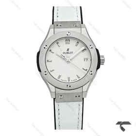 ساعت هابلوت مینی زنانه استیل بند چرم طرح دار سفید Hublot-10633-L