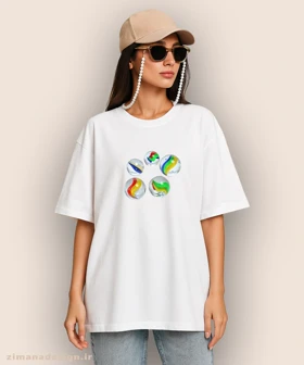 تیشرت لش مردانه و زنانه نوستالژی طرح تیله رنگی