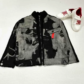 کت تک بچه گانه ترکیب کتان و تدی مشکی