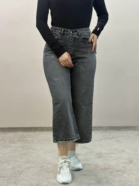 شلوار واید جین طوسی آمسو