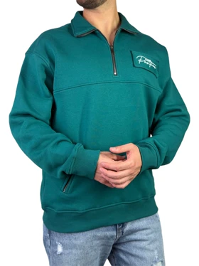 پلیور دورس نیم زیپ مردانه مدل تینک رنگ سبز کد 89867