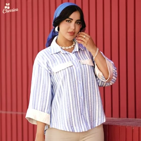 شومیز راه راه زنانه کد 153