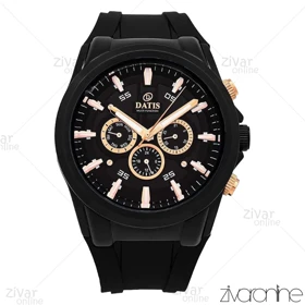 ساعت داتیس مردانه سه موتوره بند رابر مشکی 106921