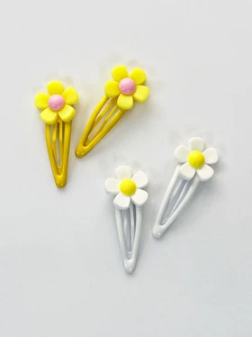 گیره مو تق تقی گل‌دار بسته 2 عددی