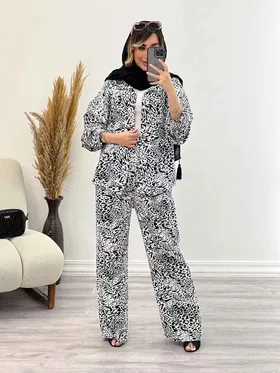 ست شومیز و شلوار طرح پلنگی