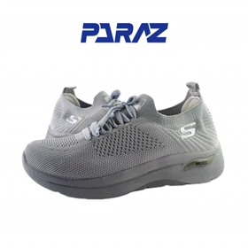 کفش اسپرت و روزمره زنانه و پسرانه برند اسکچرز Skechers مدل بافتی بندی طوسی کد 237