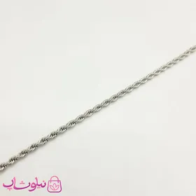 دستبند زنانه طنابی مدل استیل نازک نقره ای