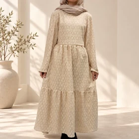 پیراهن پاییزه مراکشی سلوا (کرم)