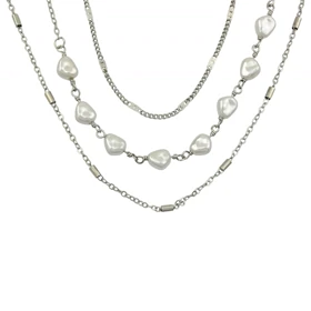 گردنبند زنانه سه لاین با مروارید