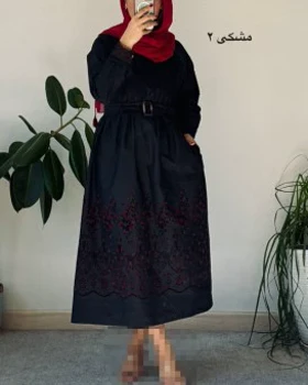 مانتو کتان با خرج کار مخمل کوب