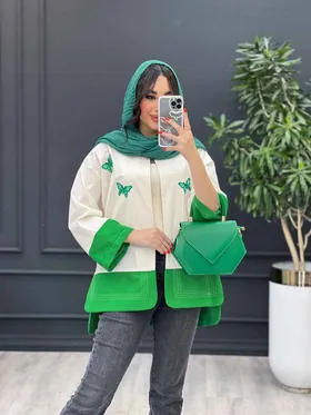 مانتو لینن ترکیبی طرح پروانه