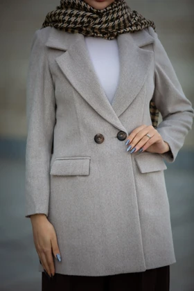 پالتو موهر دو دکمه سلما (بژ تیره)