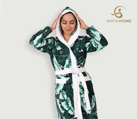 حوله تن پوش زنانه طرح تروپیکال سبزآبی پودایران
