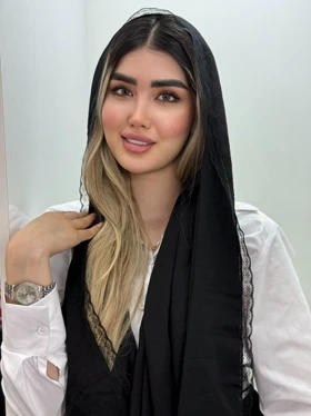 شال حاشیه گیپور مشکی