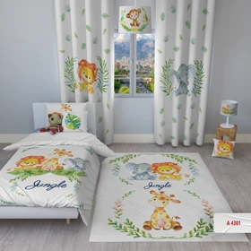 پرده پانچی اتاق کودک برند مینوریا کیدز طرح حیوانات کد p-194