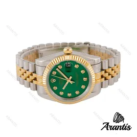 ساعت رولکس مردانه دورنگ طلایی صفحه سبز m-0974