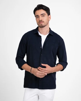 ام کی کالکشن پیراهن آستین بلند mk-6033-navy-blue