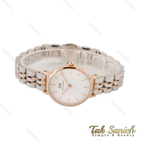 ساعت دنیل ولنگتون زنانه دورنگ رز صفحه سفید DW-4423-28-L