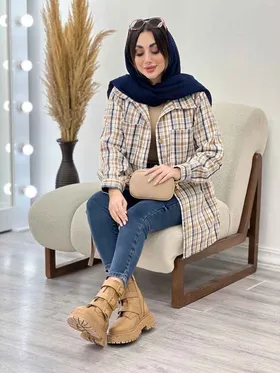 شکت چهارخونه دو جیب تبسم