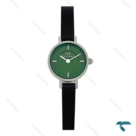 ساعت دنیل ولینگتون Petite Mini سیلور صفحه سبز بند چرم مشکی DW-7972-L