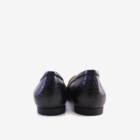 کفش تخت چرم زنانه مشکی مدل sh100
