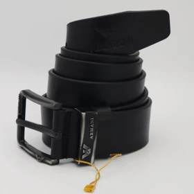 کمربند مردانه چرم مصنوعی (فوم درجه یک) (مشکی سگک مشکی)