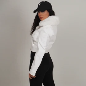 کاپشن چرم یقه خزدار