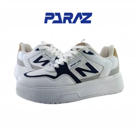 کفش طبی زنانه و پسرانه برند نیوبالانس new balance مدل چرم تام سفید سرمه ای | کفش ونس طبی زنانه و پسرانه برند نیوبالانس new balance مدل چرم تام سفید سرمه ای کد 231