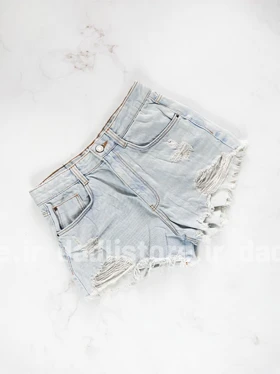 شورتک کوتاه جین زاپ‌دار پاچه ریش یخی
