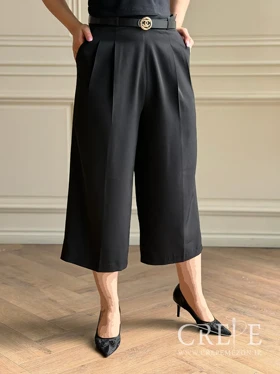 شلوار واید کرپ کنزو کمربنددار