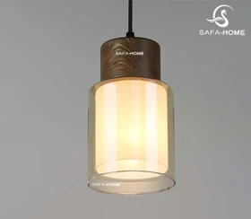 چراغ آویز چوبی طرح هاله