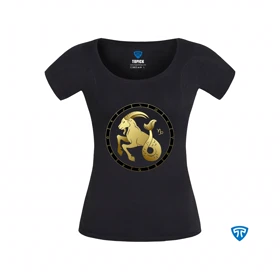 تیشرت ضدتعریق زنانه مشکی نماد متولدین دی ماه