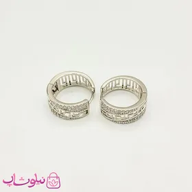 گوشواره حلقه‌ای پهن ژوپینگ طرح ورساچه نقره ای